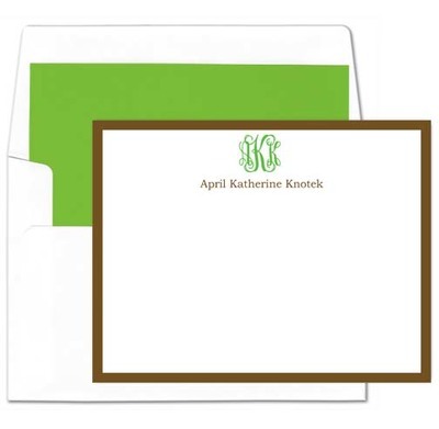 Brown Border Flat Note Cards